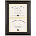 FLYJOE Double 8.5x11 Diploma Frame for Two 8.5x11 Document|Certificate|Degree|Pictures 14x20 Frame for Diploma with Black over Gold Mat HD Tempered Glass, Black with Gold Beads