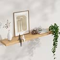 FLYJOE Floating Shelves for Wall, USA-Sourced Beech Wood 48 Inch Long Wall Shelves, Natural Wooden Mounted Picture Ledge Shelf, Nursery Book Storage Shelf Kids Bookshelf, Display Shelf for Bathroom
