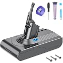 FLYLINKTECH V8 Battery 6000mAh Replacment 21.6V Li-ion Battery 215681 967834 05 for V8 SV10 Absolute Fluffy Animal Cord-Free Handheld Vacuum Cleaner with 2 Pack Filters+Cleaning Brush+Screwdriver