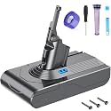 FLYLINKTECH V8 Battery Replacment 6000mAh for V8 Series Vacuum Cleaners V8 Animal Absolute Fluffy SV10 Cord-Free Handheld Vacuum Cleaner with Cleaning Brush+Screwdriver+2*Pack Filters, Black