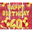 Flyloons 40th Birthday Decoration items for Girls Boys Husband Wife Valentine with Gold and Red Balloons, Golden Happy Birthday Banner, Red Foil curtains, Foil Balloon number 40