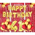 Flyloons 41st Birthday Decoration items for Girls Boys Husband Wife Valentine with Gold and Red Balloons, Golden Happy Birthday Banner, Red Foil curtains, Foil Balloon number 41