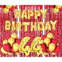 Flyloons 44th Birthday Decoration items for Girls Boys Husband Wife Valentine with Gold and Red Balloons, Golden Happy Birthday Banner, Red Foil curtains, Foil Balloon number 44