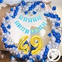 Flyloons 49th Birthday Decoration items for Boys with Blue Silver and White Balloons, Blue Happy Birthday Banner, Arch Tape, Foil Balloon number 49