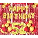 Flyloons 52nd Birthday Decoration items for Girls Boys Husband Wife Valentine with Gold and Red Balloons, Golden Happy Birthday Banner, Red Foil curtains, Foil Balloon number 42