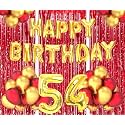 Flyloons 54th Birthday Decoration items for Girls Boys Husband Wife Valentine with Gold and Red Balloons, Golden Happy Birthday Banner, Red Foil curtains, Foil Balloon number 54