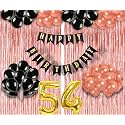 Flyloons 54th Birthday Decoration items for Girls with Black and Rose Gold Balloons, Black Happy Birthday Banner, Rose Gold Foil Curtain, Foil Balloon number 54
