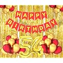 Flyloons 54th Birthday Decoration items for Girls Boys Husband Wife Valentine with Gold and Red Balloons, Red Happy Birthday Banner, Golden Foil curtains, Foil Balloon number 54