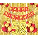 Flyloons 58th Birthday Decoration items for Girls Boys Husband Wife Valentine with Gold and Red Balloons, Red Happy Birthday Banner, Golden Foil curtains, Foil Balloon number 58
