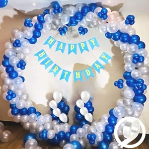 flyloons birthday decoration items for boys kids with blue silver and white balloons for birthday party celebration