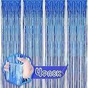 Flyloons Blue Foil Curtains for Birthday Decoration items Backdrop Pack of 4 Baby shower Anniversary, Marriage, Bachelorette Party celebration theme