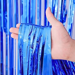 flyloons blue and red foil curtains for birthday decoration items backdrop pack of 2 baby shower anniversary marriage bachelorette party celebration theme