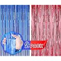 Flyloons Blue and Red Foil Curtains for Birthday Decoration items Backdrop Pack of 2 Baby shower Anniversary, Marriage, Bachelorette Party celebration theme
