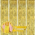 Flyloons Golden Foil Curtains for Birthday Decoration items Backdrop Pack of 4 Baby shower Anniversary, Marriage, Bachelorette Party celebration theme