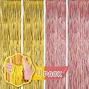 Flyloons Golden and Rose Gold Foil Curtains for Birthday Decoration items Backdrop Pack of 4 Baby shower Anniversary, Marriage, Bachelorette Party celebration theme