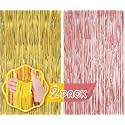 Flyloons Golden and Rose Gold Foil Curtains for Birthday Decoration items Backdrop Pack of 2 Baby shower Anniversary, Marriage, Bachelorette Party celebration theme