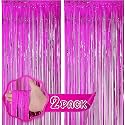 Flyloons Pink Foil Curtains for Birthday Decoration items Backdrop Pack of 2 Baby shower Anniversary, Marriage, Bachelorette Party celebration theme