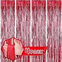 Flyloons Red Foil Curtains for Birthday Decoration items Backdrop Pack of 4 Baby shower Anniversary, Marriage, Bachelorette Party celebration theme