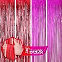 Flyloons Red and Pink Foil Curtains for Birthday Decoration items Backdrop Pack of 4 Baby shower Anniversary, Marriage, Bachelorette Party celebration theme
