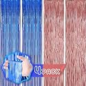 Flyloons Rose Gold and Blue Foil Curtains for Birthday Decoration items Backdrop Pack of 4 Baby shower Anniversary, Marriage, Bachelorette Party celebration theme
