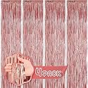 Flyloons Rose Gold Foil Curtains for Birthday Decoration items Backdrop Pack of 4 Baby shower Anniversary, Marriage, Bachelorette Party celebration theme