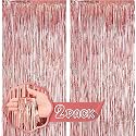 Flyloons Rose Gold Foil Curtains for Birthday Decoration items Backdrop Pack of 2 Baby shower Anniversary, Marriage, Bachelorette Party celebration theme