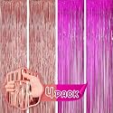 Flyloons Rose Gold and Pink Foil Curtains for Birthday Decoration items Backdrop Pack of 4 Baby shower Anniversary, Marriage, Bachelorette Party celebration theme