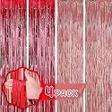 Flyloons Rose Gold and Red Foil Curtains for Birthday Decoration items Backdrop Pack of 4 Baby shower Anniversary, Marriage, Bachelorette Party celebration theme