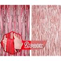 Flyloons Rose Gold and Red Foil Curtains for Birthday Decoration items Backdrop Pack of 2 Baby shower Anniversary, Marriage, Bachelorette Party celebration theme