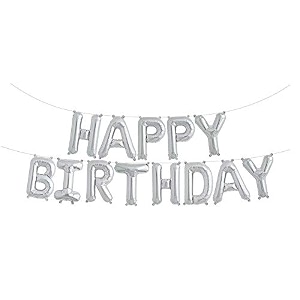 flyloons silver happy birthday foil banner for birthday decoration party celebration