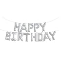 Flyloons Silver Happy Birthday Foil Banner for Birthday Decoration Party Celebration