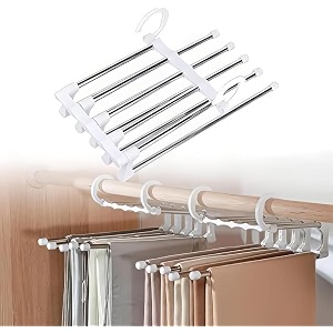 flymore abs stainless steel foldable hangers for clothes hanging multi-layer multi-purpose pant hangers for wardrobe magic foldable hangermultipurpose hanger organizer steel pack of 1