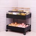 flymore Organize Your Space with This Versatile Rolling Utility Cart Vegetable Kitchen Rack Metal Fruit Storage Rack Kitchen Cabinet Rack | Black | Layer 2 | Metal
