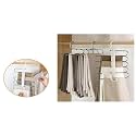 FLYMORE Stainless Steel Foldable Hangers for Clothes Hanging Multi-Layer Multi-Purpose Pant Hangers for Wardrobe Magic Foldable Hanger,Multipurpose Hanger Organizer Steel Pack of 2