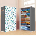 FLYUP 5 Shelf Foldable Collapsible Wardrobe Storage Organizer Almirah Cloth Rack PVC Collapsible Wardrobe (Finish Color - Peacock Feather Grey -20, DIY(Do-It-Yourself))