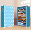 FLYUP 5 Shelf Foldable Collapsible Wardrobe Storage Organizer Almirah Cloth Rack PVC Collapsible Wardrobe