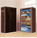 FLYUP 5 Shelf Foldable Collapsible Wardrobe Storage Organizer Almirah Cloth Rack PVC Collapsible Wardrobe (Finish Color - Brown -15, DIY(Do-It-Yourself))