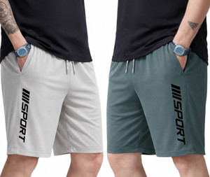 FLYZEN Solid Men Grey Regular Shorts