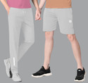 FLYZEN Solid Men Grey Regular Shorts