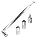 FM Radio Antenna, 75 ohm FM Telescopic Antenna, F Type Male FM Antenna with 3pcs Converter Connector, 7 Sections 29.5IN(75cm) DAB Radio Antenna for TV AM FM Radio Stereo Receiver