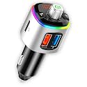 FM Transmitter for Car Bluetooth 5.0, QC3.0 & PD 18W USB C Car Charger, 9 RGB Backlit Car Bluetooth Receivers, Bluetooth Car Adapter Support Handsfree Calls, Siri Google Assistant, USB Drive