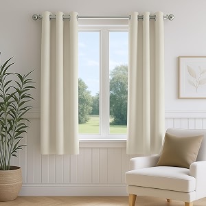 FMFUNCTEX 100 Blackout Beige Curtains 40x63 Inches