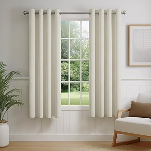 FMFUNCTEX 100 Blackout Beige Curtains 54 Inches