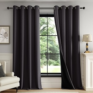 FMFUNCTEX 100 Blackout Black Curtains 84 Inches