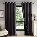 FMFUNCTEX 100 Blackout Black Curtains 84 Inches