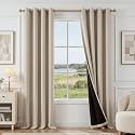 FMFUNCTEX 100 Blackout Black Curtains 84 Inches