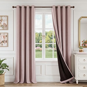FMFUNCTEX 100 Blackout Blush Pink Curtains 84