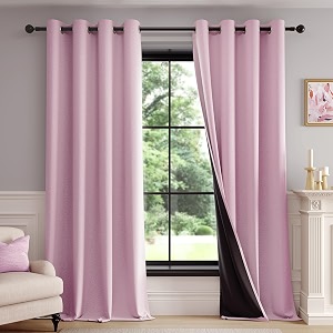 FMFUNCTEX 100 Blackout Blush Pink Curtains 84