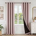 FMFUNCTEX 100 Blackout Blush Pink Curtains 84