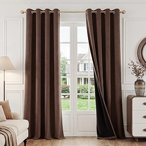 FMFUNCTEX 100 Blackout Coffee Brown Curtains 63